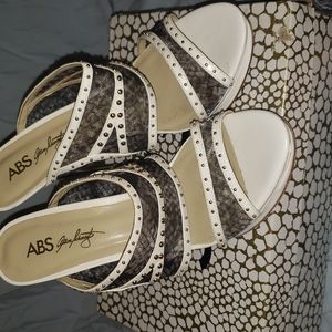 ABS Zabrina studded mesh high heel sandal